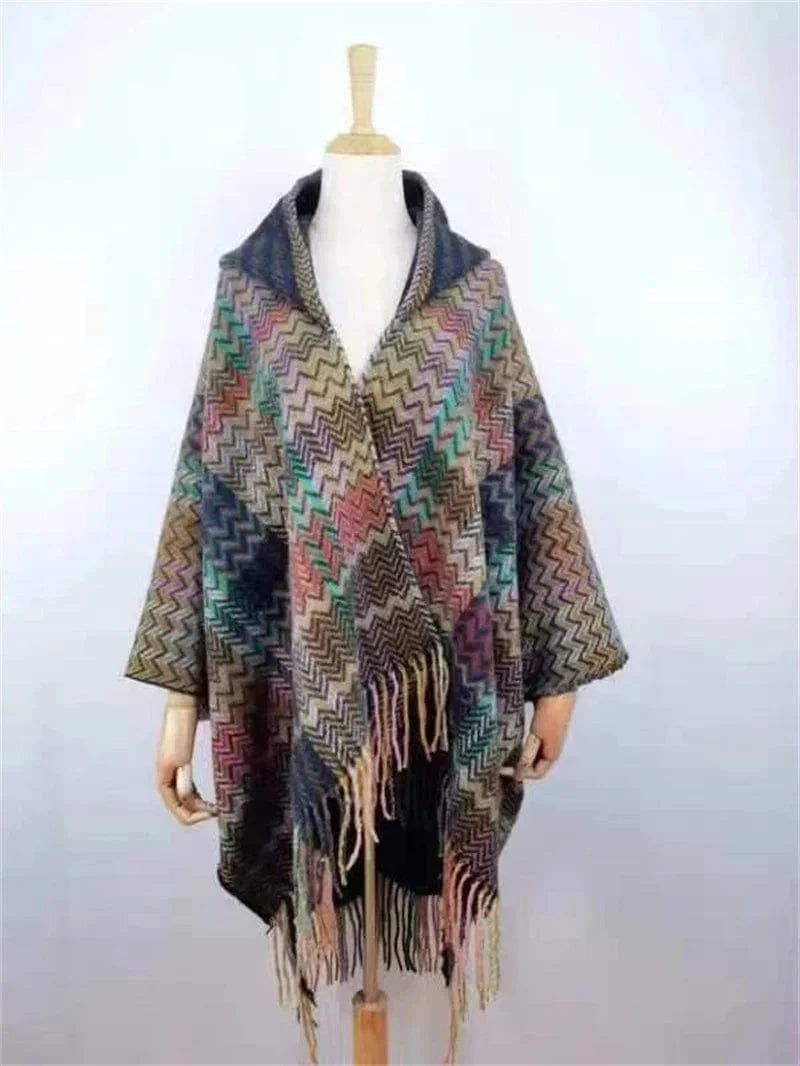 Poncho Femme Cachemire Motifs Laine