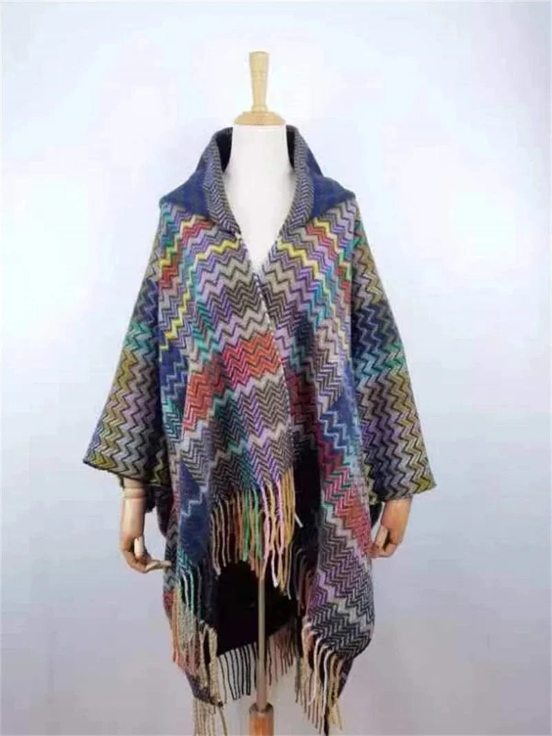 Poncho Femme Cachemire Motifs Laine