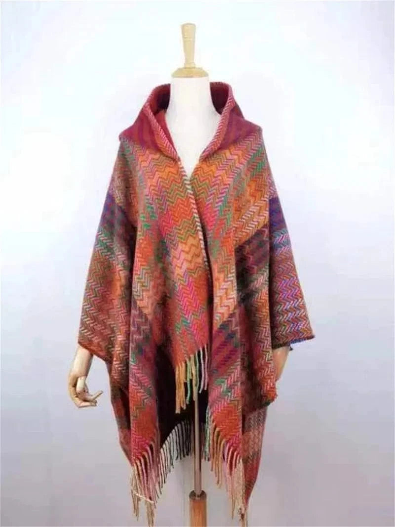 Poncho Femme Cachemire Motifs Laine