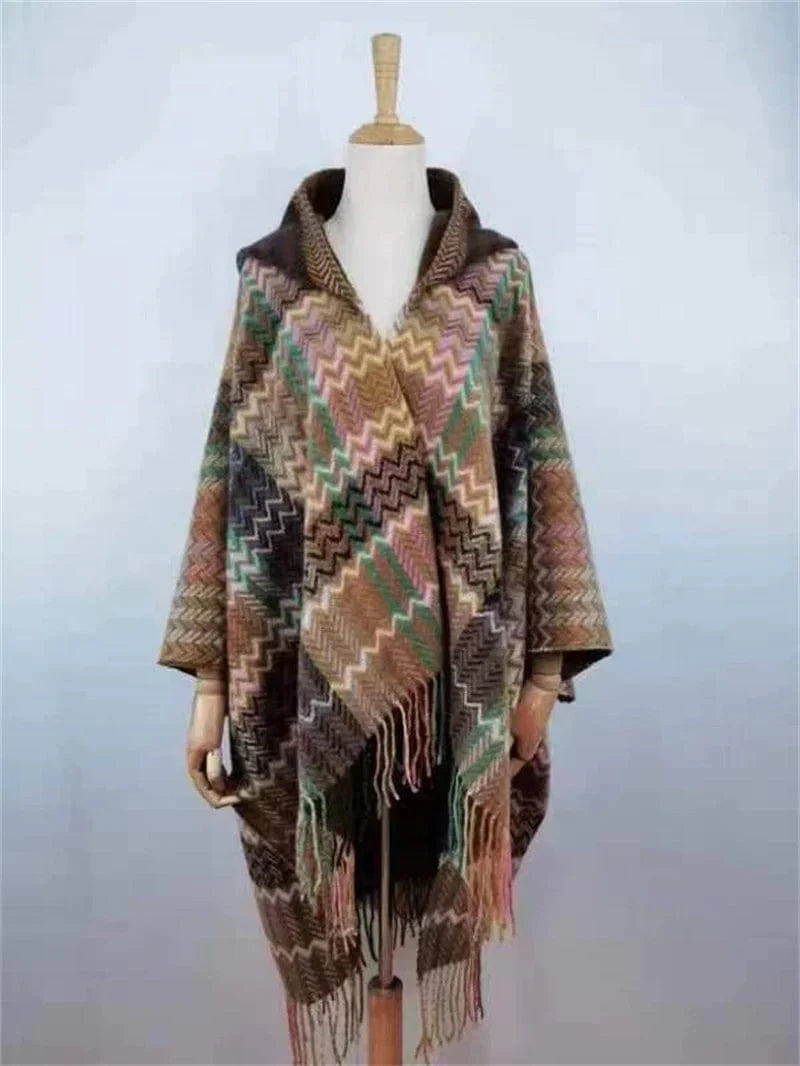 Poncho Femme Cachemire Motifs Laine
