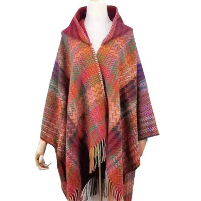 Poncho Femme Cachemire Motifs Laine
