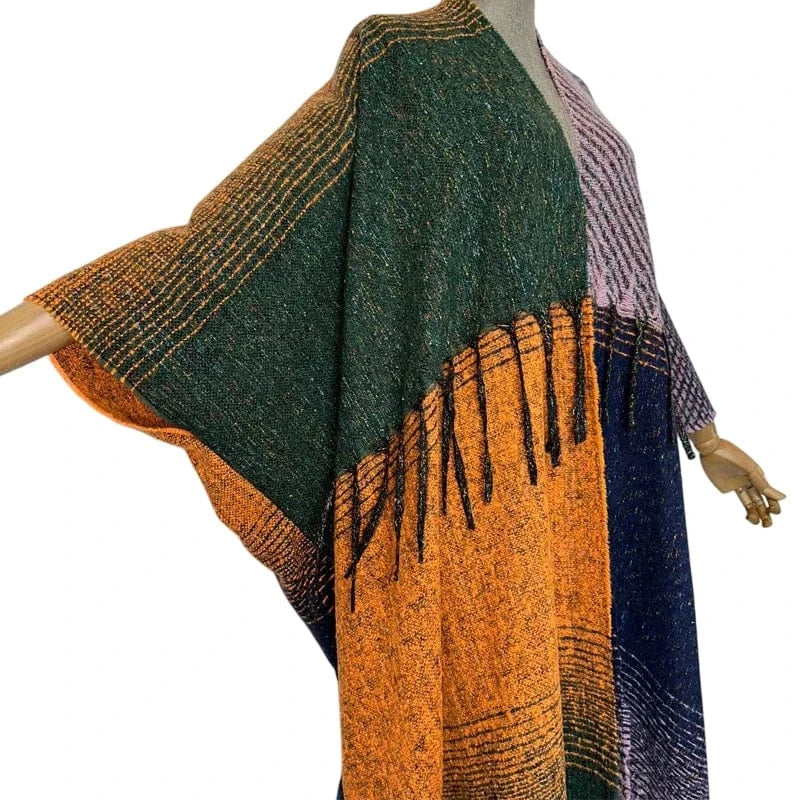 Poncho Femme Cachemire Motifs Laine