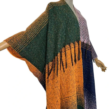 Poncho Femme Cachemire Motifs Laine