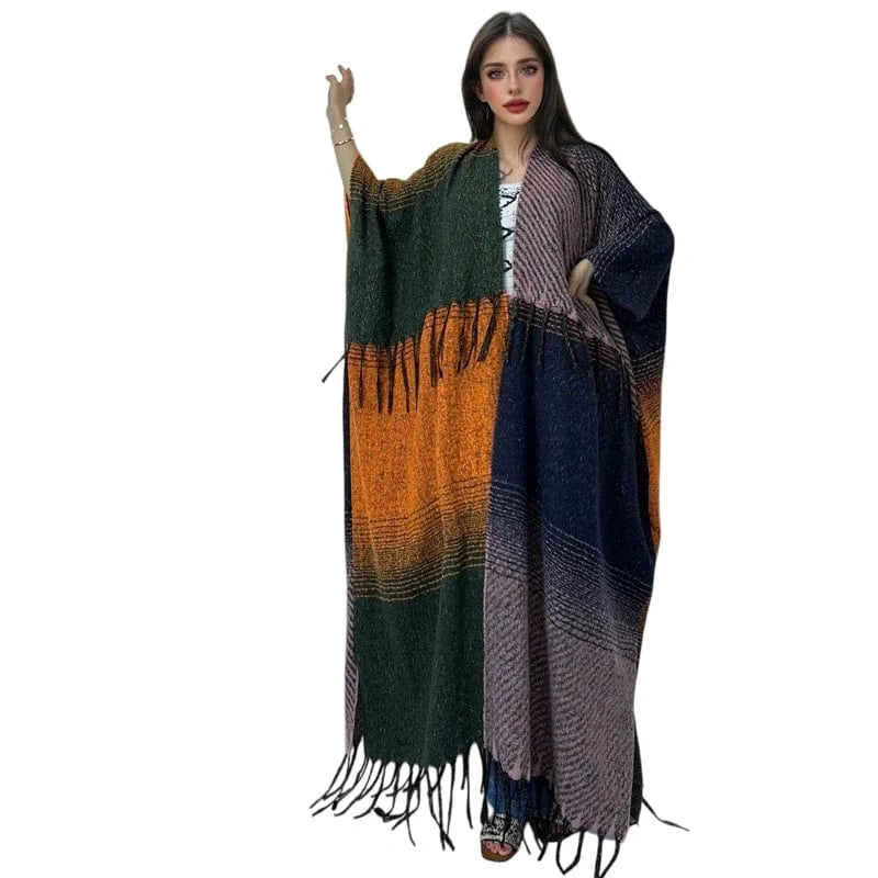 Poncho Femme Cachemire Motifs Laine