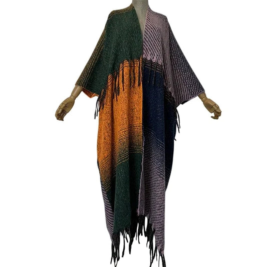 Poncho Femme Cachemire Motifs Laine