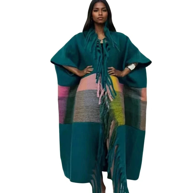 Poncho Femme Cachemire Plaid