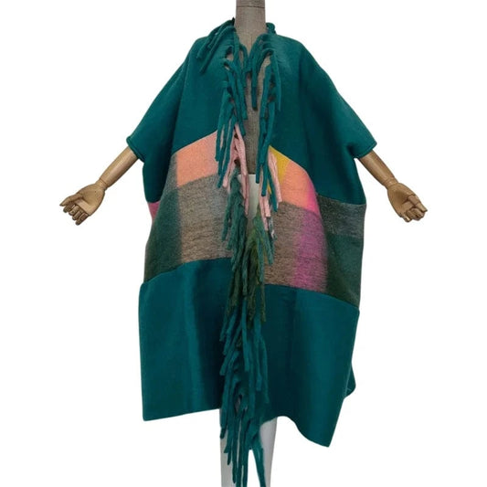 Poncho Femme Cachemire Plaid