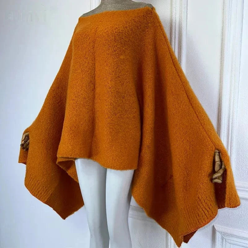 Poncho Femme Cachemire Uni Réversible