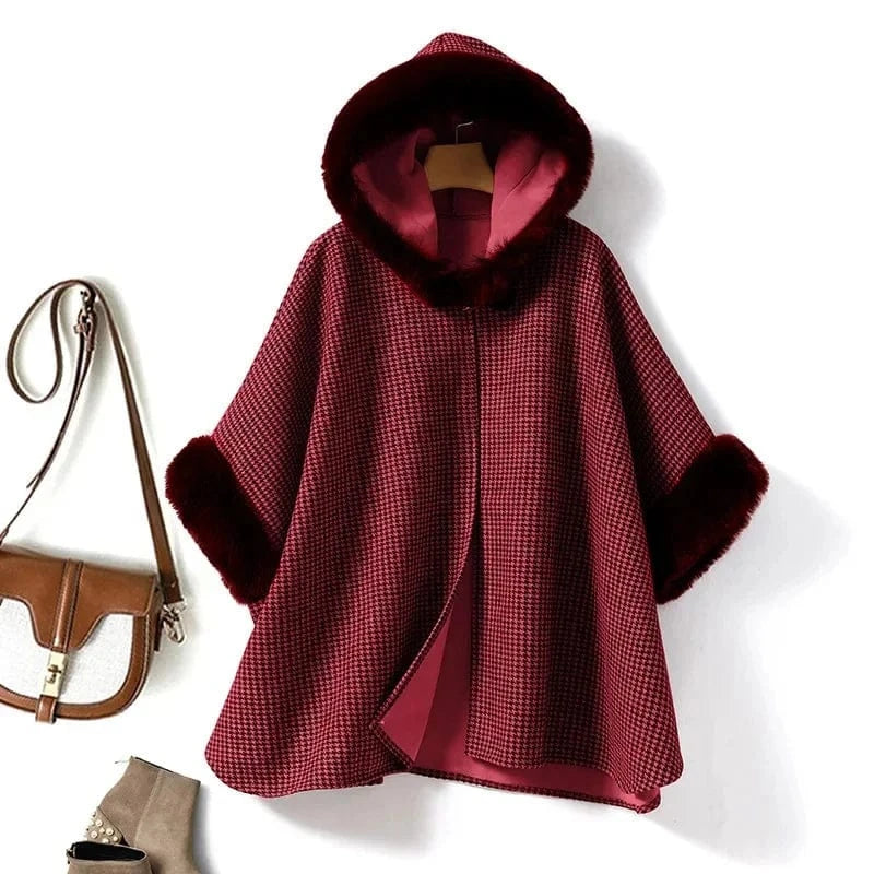 Poncho Femme Capuche