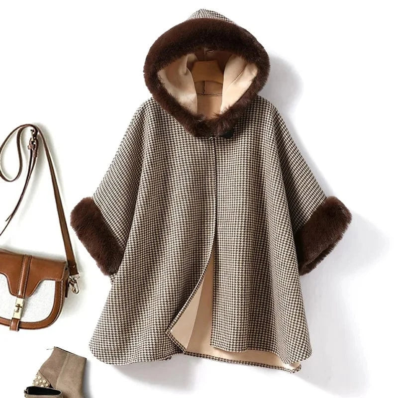 Poncho Femme Capuche