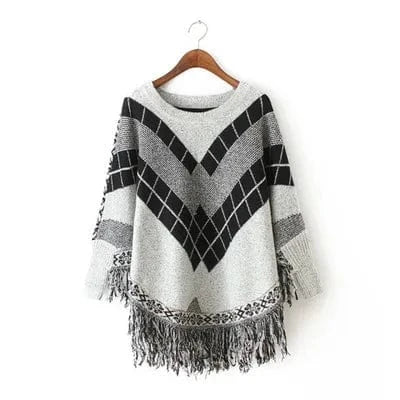 Poncho Femme Chaud Rayures