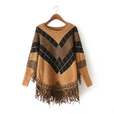 Poncho Femme Chaud Rayures