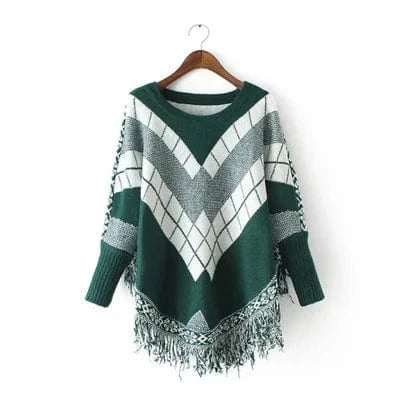 Poncho Femme Chaud Rayures