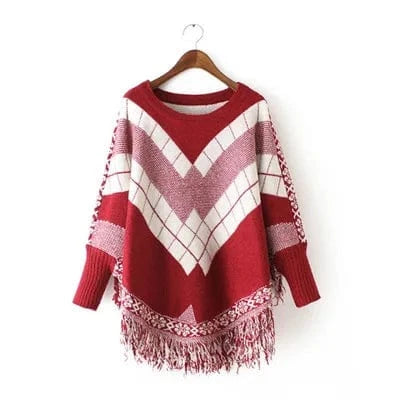 Poncho Femme Chaud Rayures