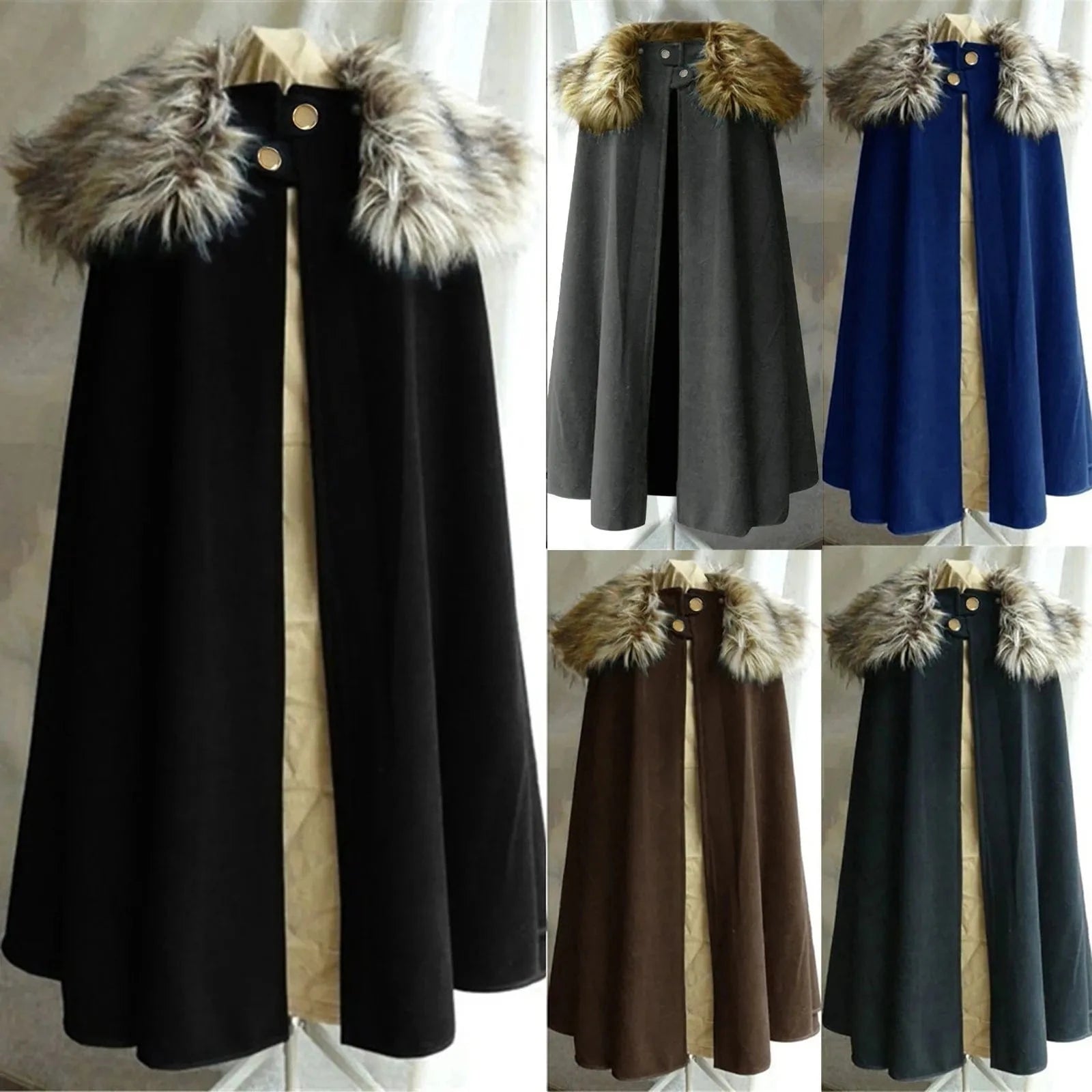 Poncho Femme Col Fourrure