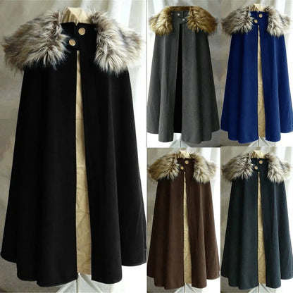 Poncho Femme Col Fourrure
