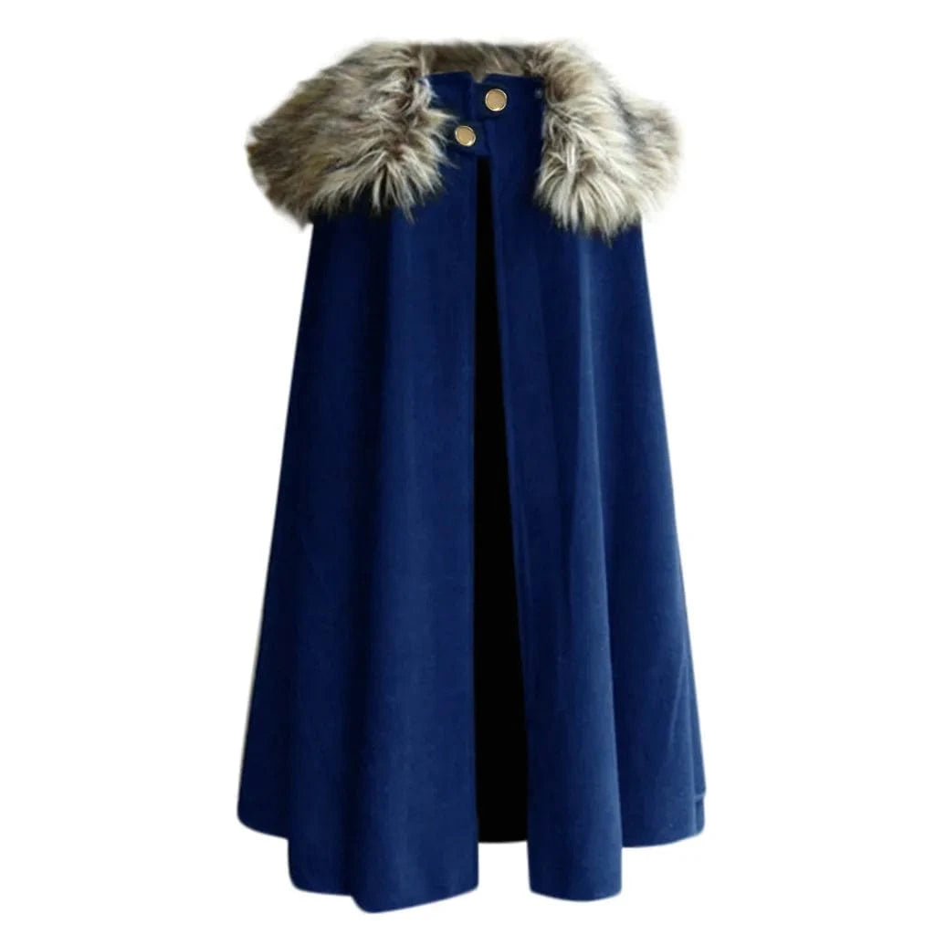 Poncho Femme Col Fourrure