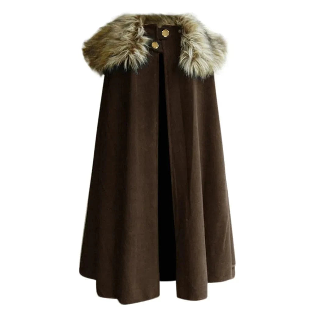 Poncho Femme Col Fourrure