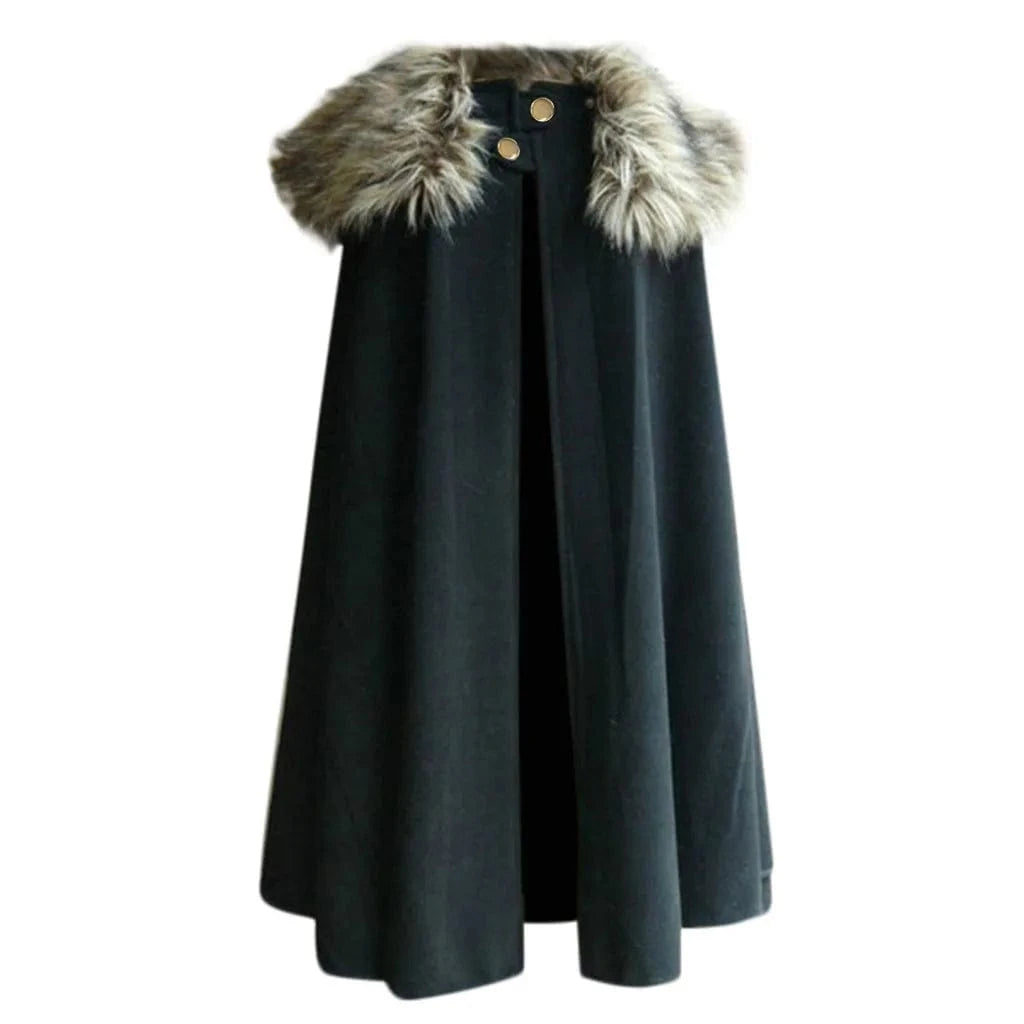 Poncho Femme Col Fourrure