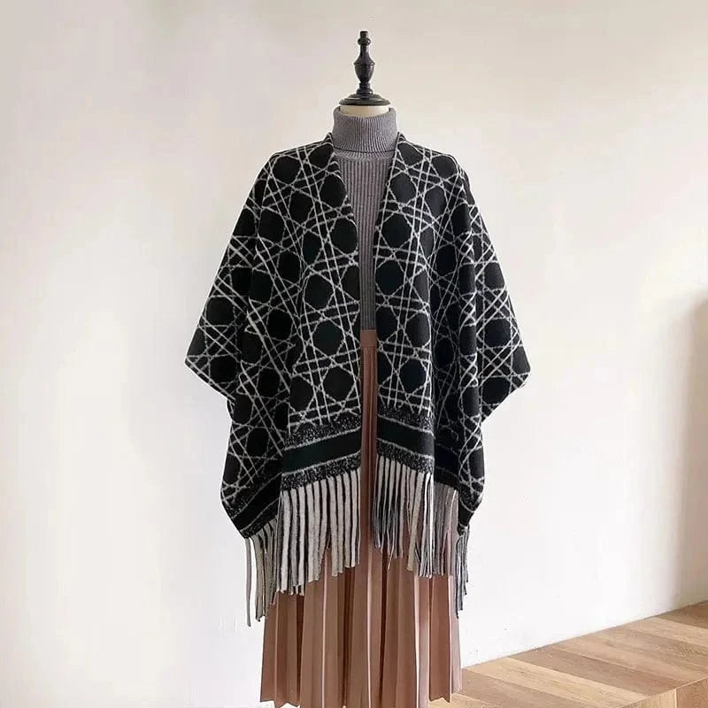 Poncho Femme Coton à Carreaux