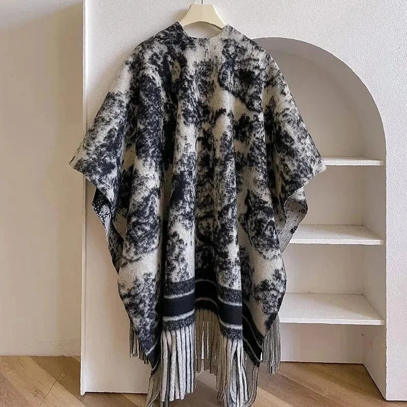 Poncho Femme Coton à Carreaux
