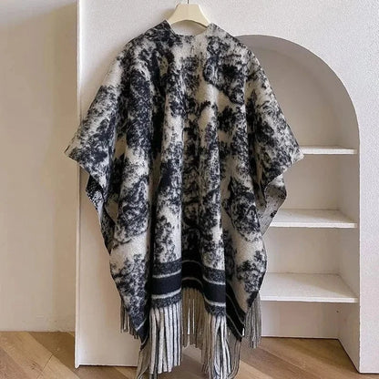 Poncho Femme Coton à Carreaux