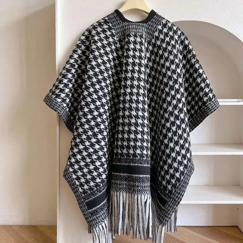 Poncho Femme Coton à Carreaux