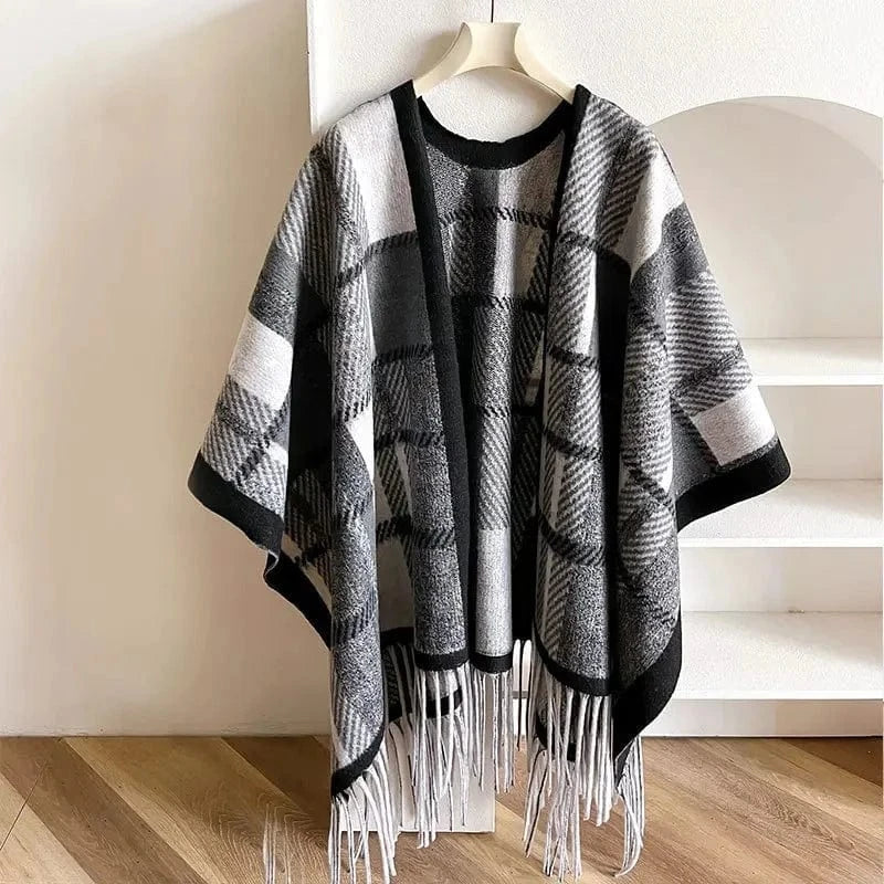 Poncho Femme Coton à Carreaux