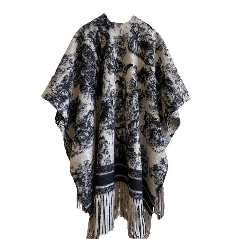 Poncho Femme Coton à Carreaux