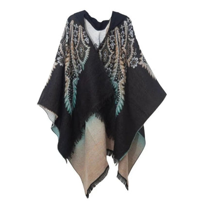 Poncho Femme Ethnique à Capuche