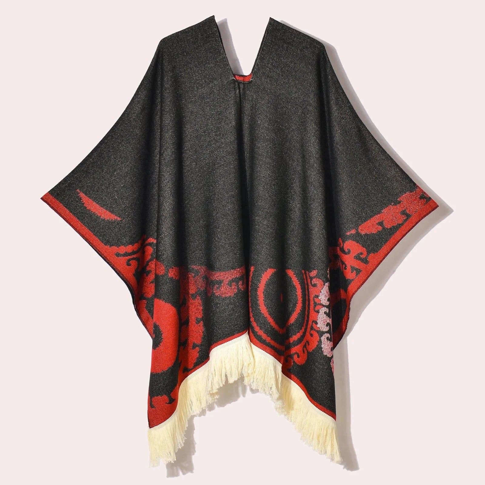 Poncho Femme Ethnique à Frange