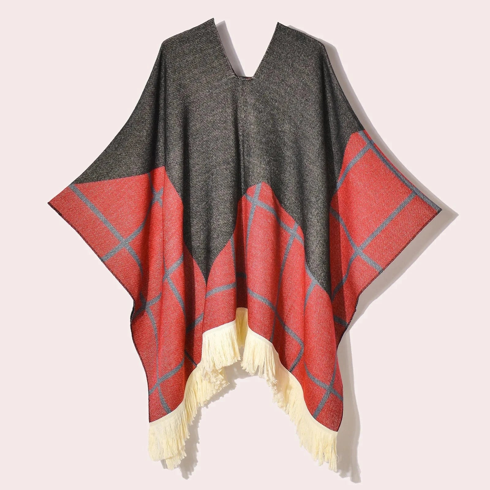 Poncho Femme Ethnique à Frange