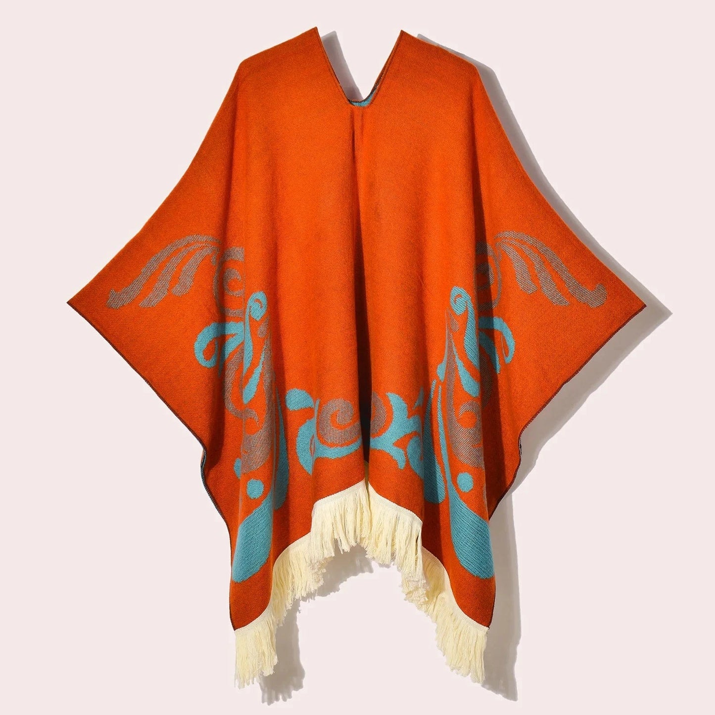 Poncho Femme Ethnique à Frange