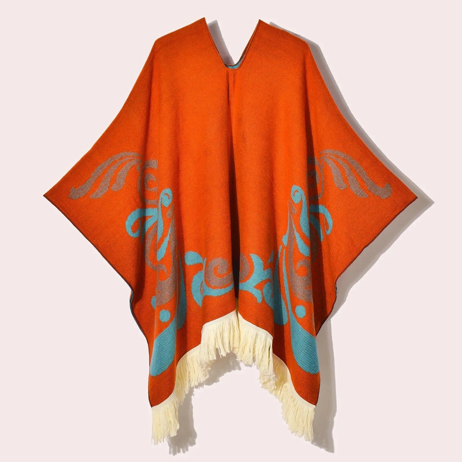 Poncho Femme Ethnique à Frange