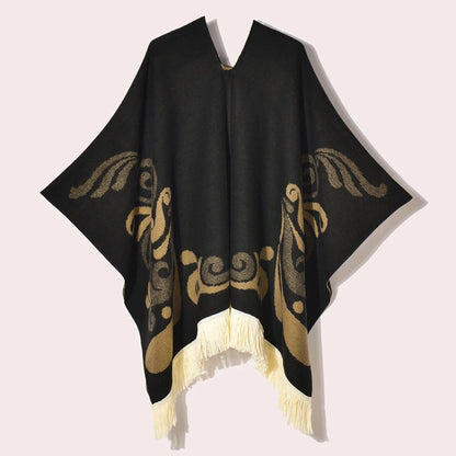 Poncho Femme Ethnique à Frange