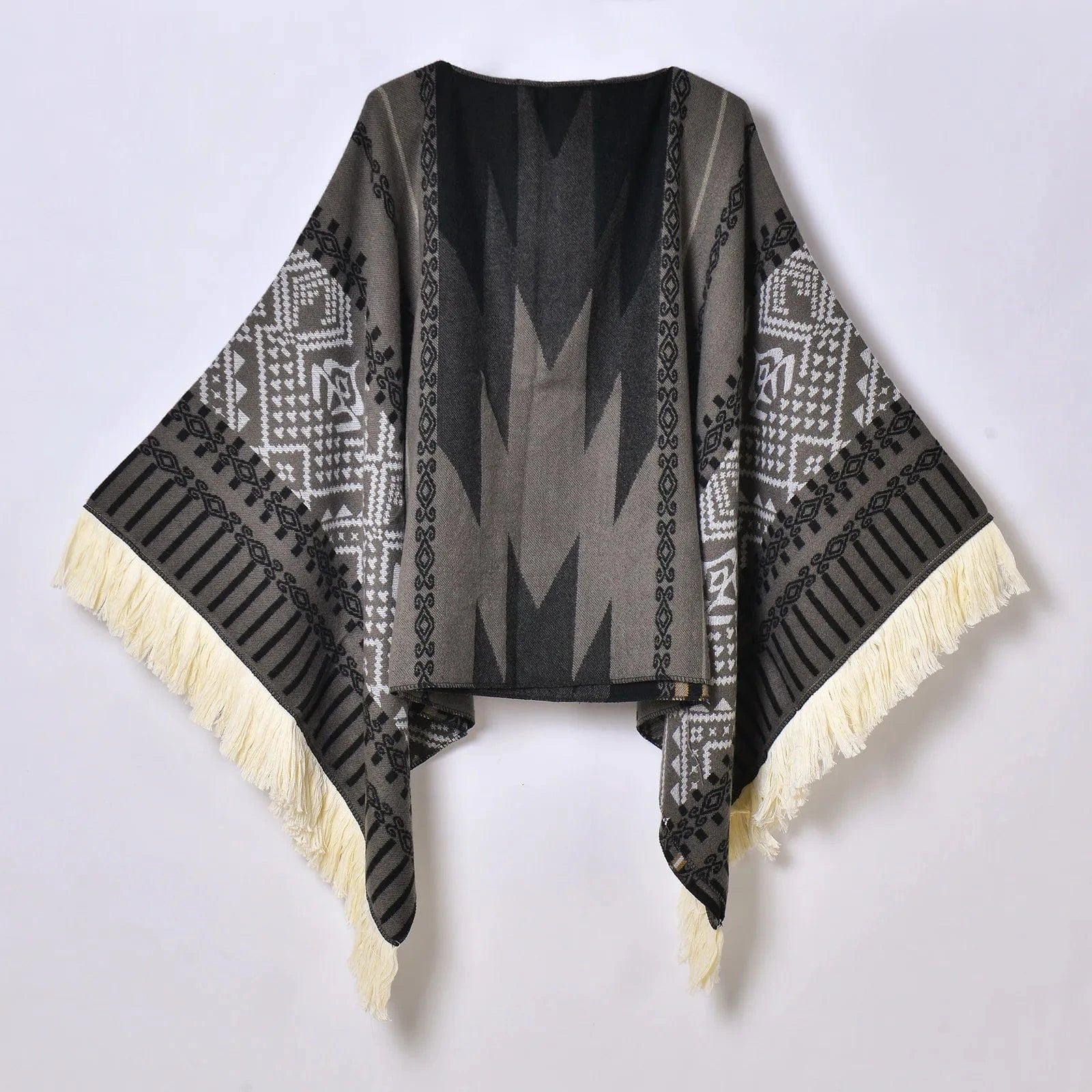 Poncho Femme Ethnique à Frange