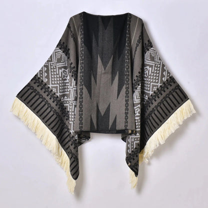 Poncho Femme Ethnique à Frange
