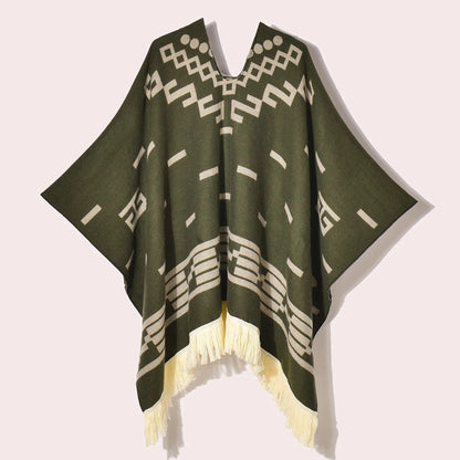 Poncho Femme Ethnique à Frange