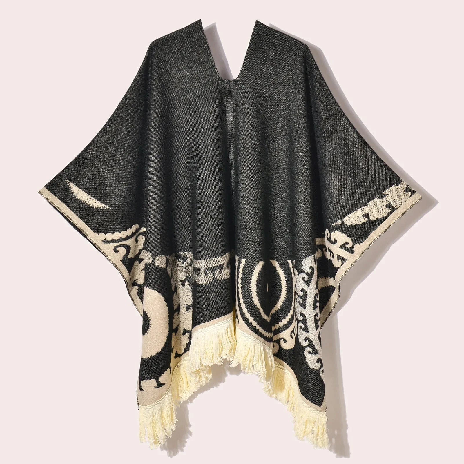 Poncho Femme Ethnique à Frange