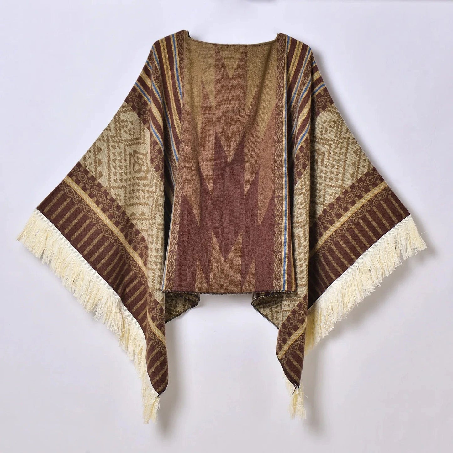 Poncho Femme Ethnique à Frange