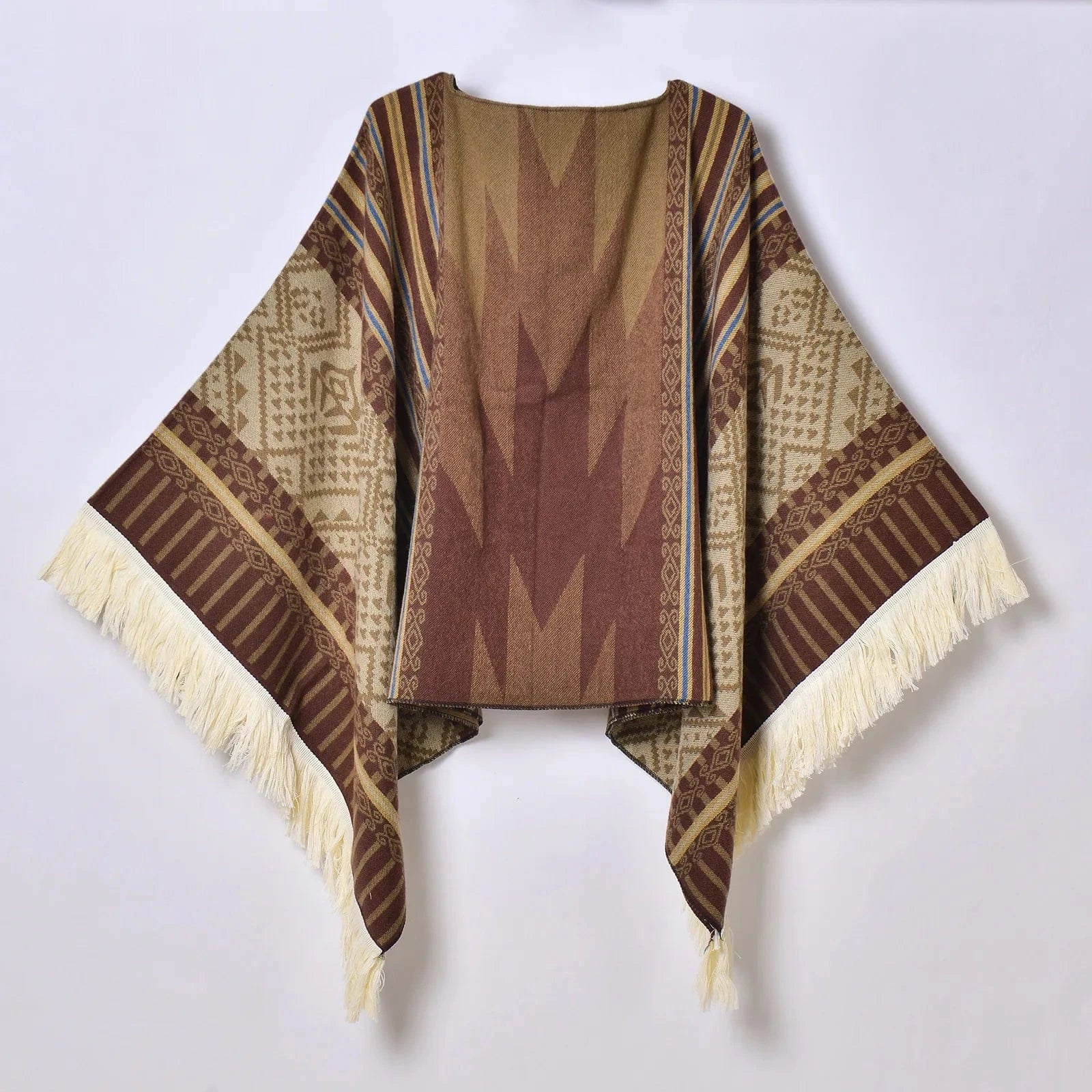 Poncho Femme Ethnique à Frange