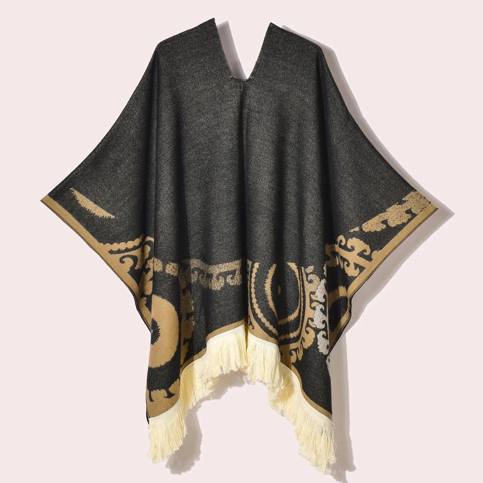 Poncho Femme Ethnique à Frange