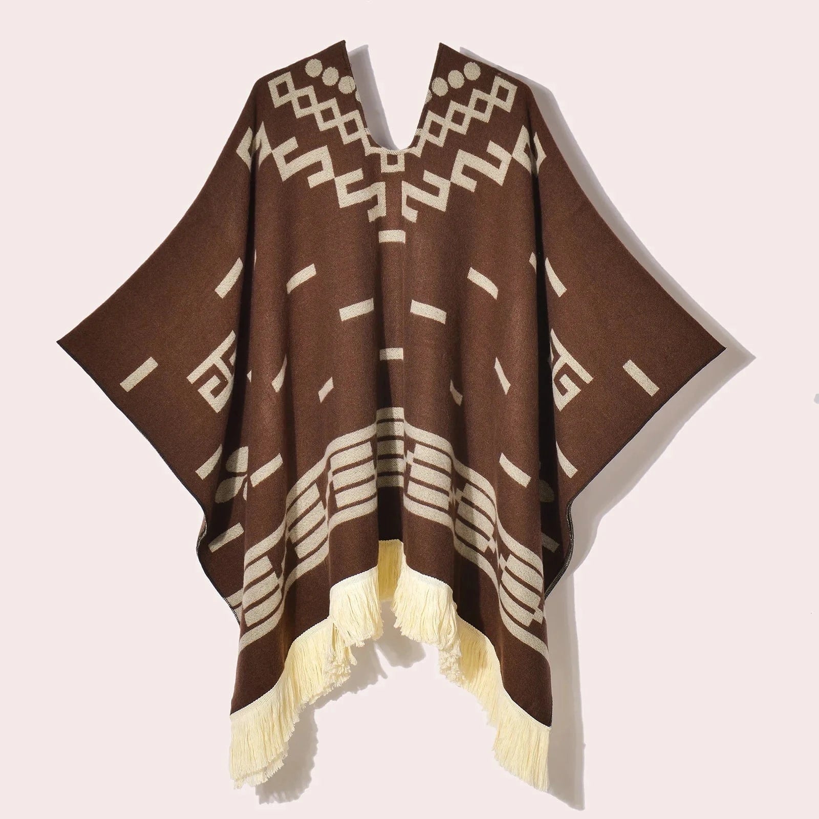 Poncho Femme Ethnique à Frange