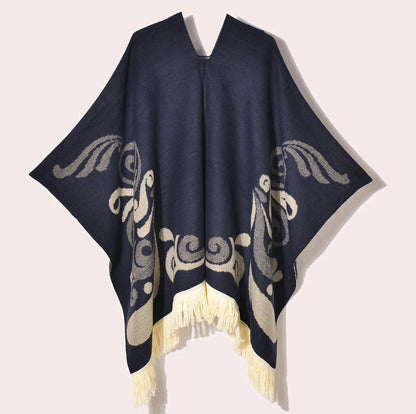 Poncho Femme Ethnique à Frange