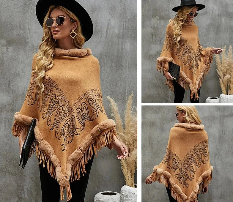 Poncho Femme Fin Fourrure