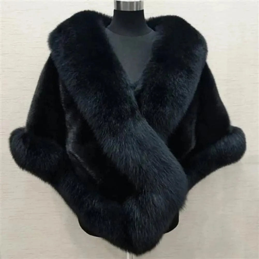 Poncho Femme Fourrure Luxe