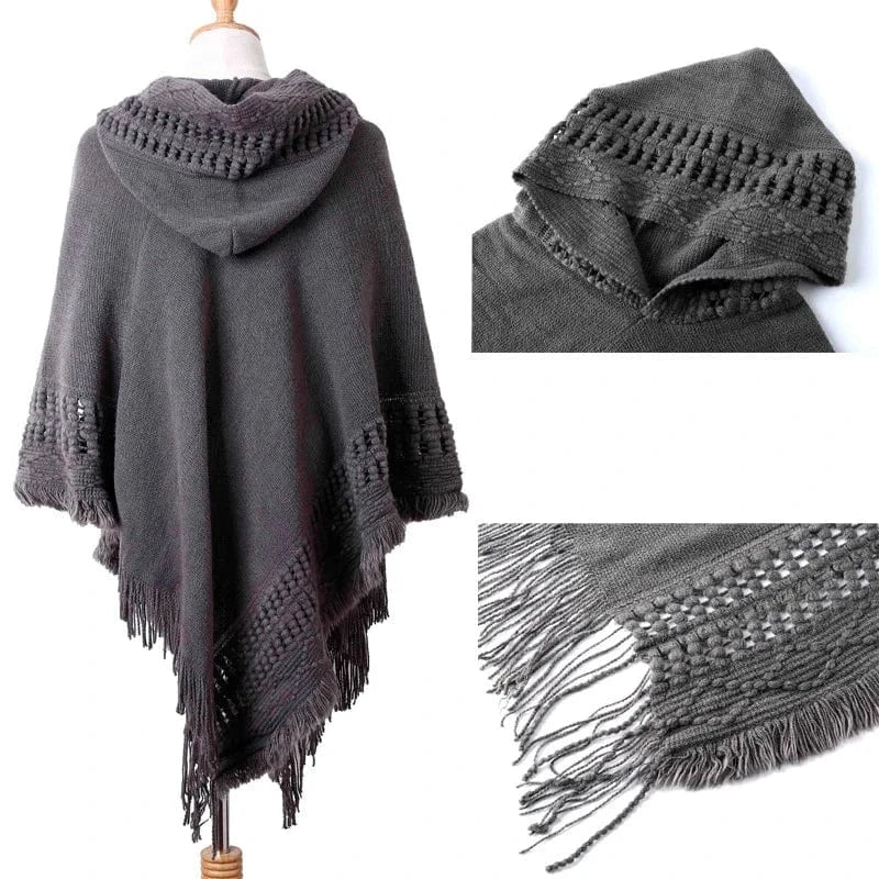 Poncho Femme Hiver Capuche