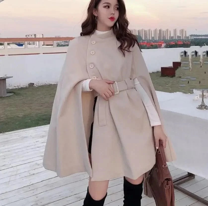 Poncho Femme Long à Ceinture