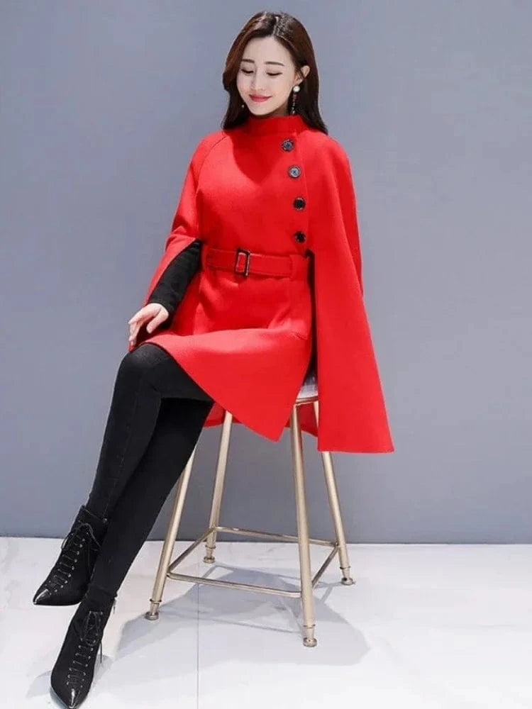 Poncho Femme Long à Ceinture