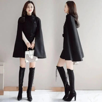 Poncho Femme Long à Ceinture